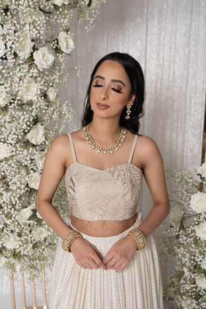 cream and gold lengha blouse