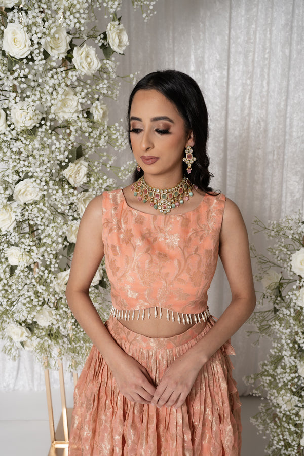 pink and gold lengha indian fashion