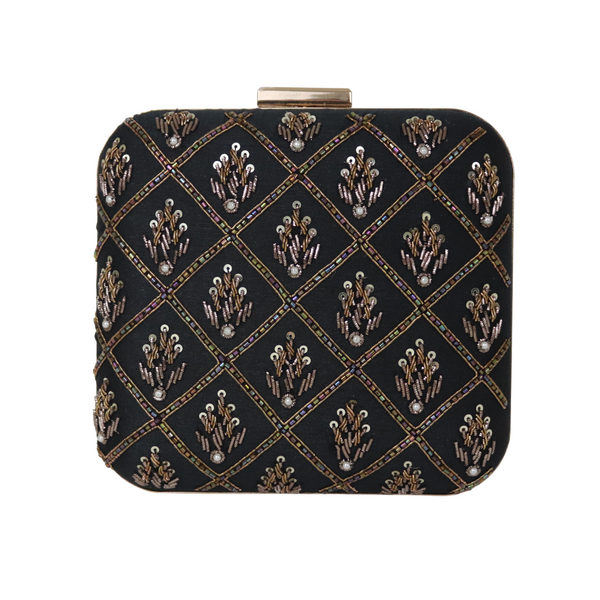 black and gold indian clutch bag